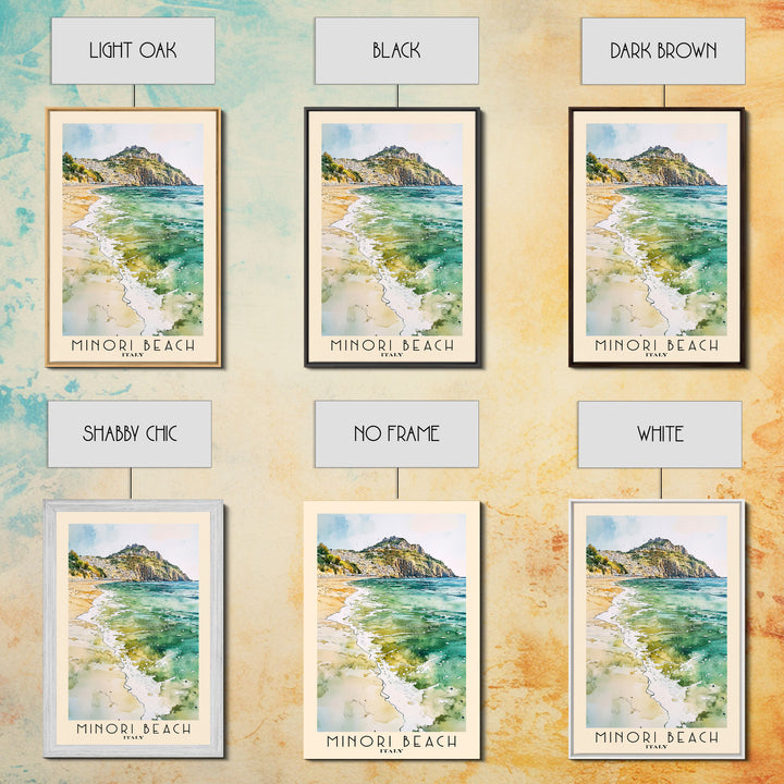 Minori Beach, Italy Watercolor Beach Print, Vacation Gift, Italy Wall Art, Beach Painting, Beach Decor, Beach Painting