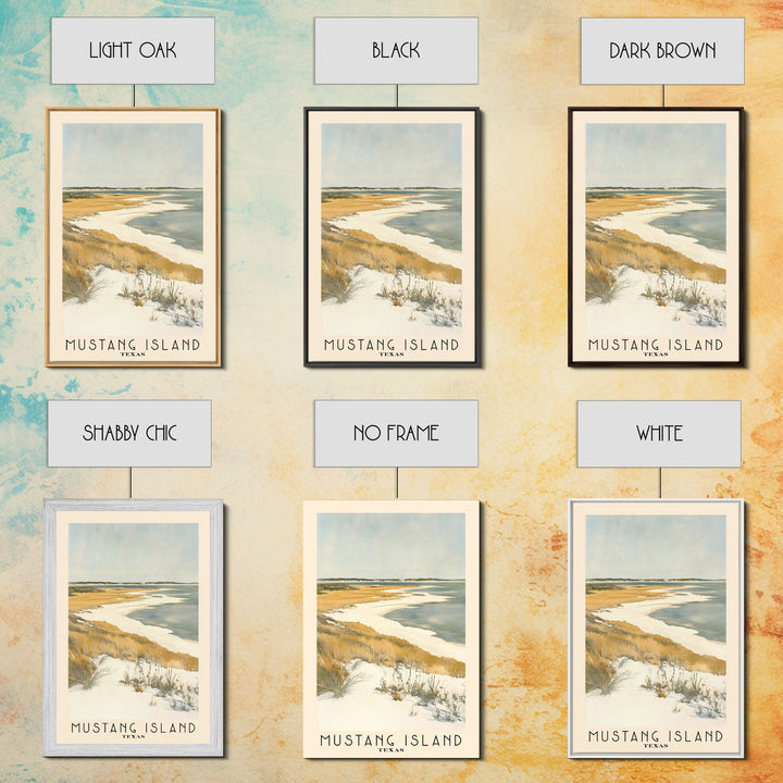 Mustang Island, Texas Watercolor Beach Print, Vacation Gift, Texas Wall Art, Framed Canvas Print, Framed Beach Painting