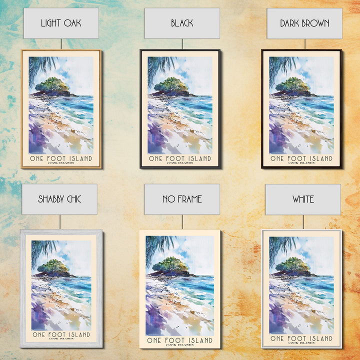 One Foot Island, Cook Islands Watercolor Beach Print, Vacation Gift, Cook Islands Wall Art, Framed Canvas Print, Framed Beach Painting