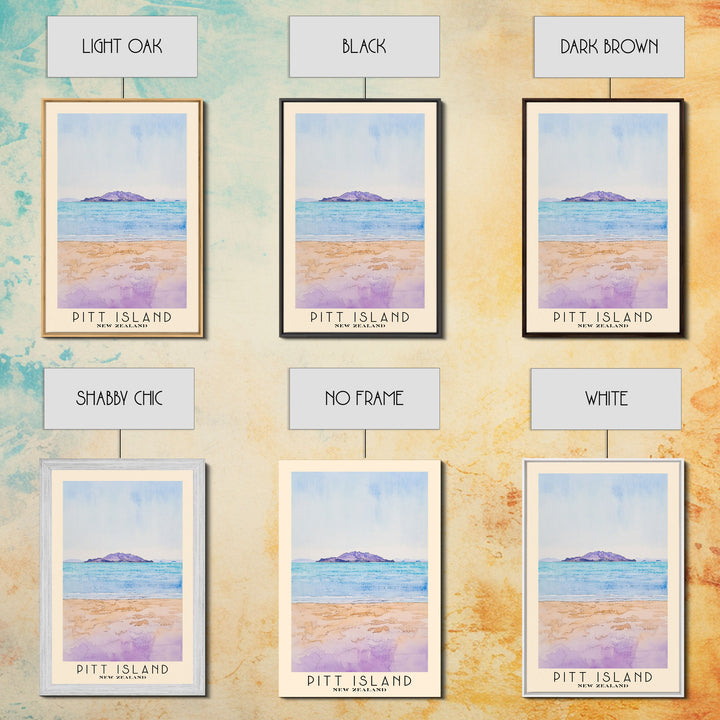 Pitt Island, New Zealand Watercolor Beach Print, Vacation Gift, New Zealand Wall Art, Framed Canvas Print, Framed Beach Painting