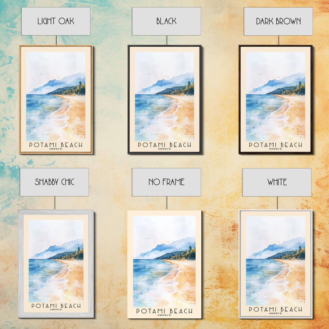 Potami Beach, Greece Watercolor Print, Vacation Gift, Greece Wall Art, Beach Painting, Beach Decor, Beach Or Lakehouse Art