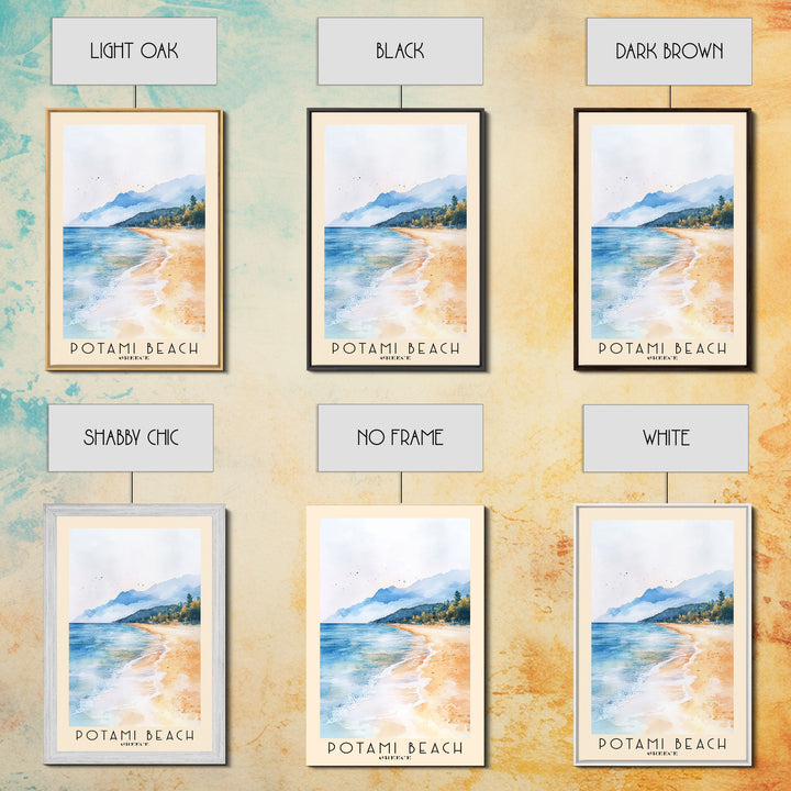 Potami Beach, Greece Watercolor Print, Vacation Gift, Greece Wall Art, Beach Painting, Beach Decor, Beach Or Lakehouse Art