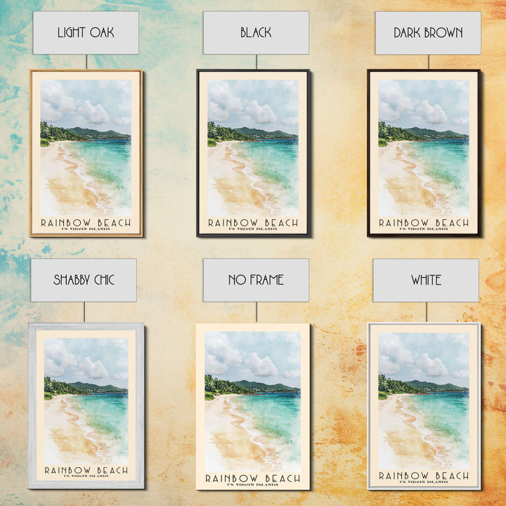 Rainbow Beach, US Virgin islands Watercolor Print, Vacation Gift, US Virgin islands Wall Art, Beach Painting, Beach Decor, Beach Or Lakehouse Art