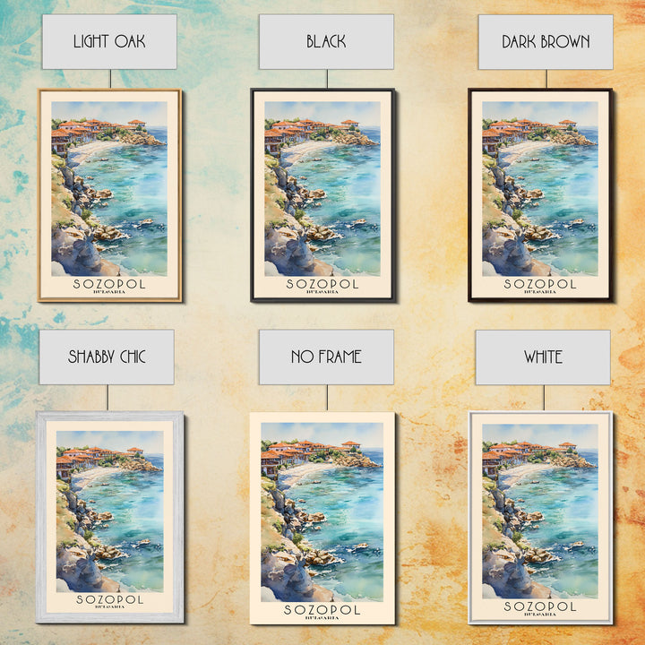 Sozopol, Bulgaria Watercolor Beach Print, Vacation Gift, Bulgaria Wall Art, Framed Canvas Print, Framed Beach Painting