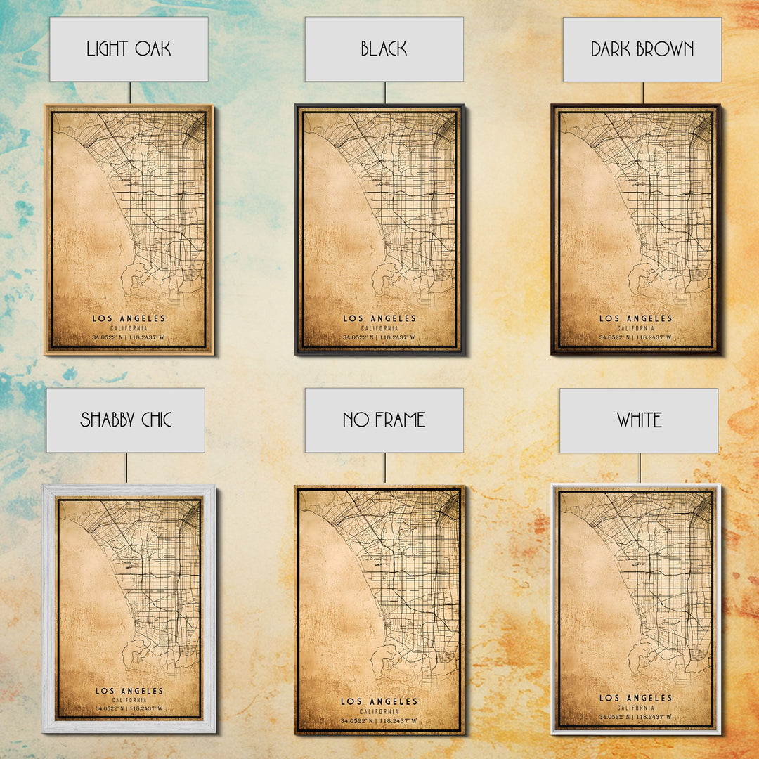 Los Angeles Vintage Map Print | Los Angeles Map | California Map Art | Los Angeles City Road Map Poster | Distressed / Retro LA Street Art