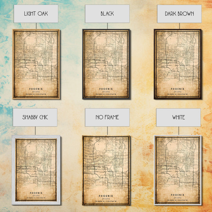 Phoenix Arizona Street Map, Framed Canvas Art, Arizona United States Road Map Wall Art, Office Wall Art, Wall Decor for Office