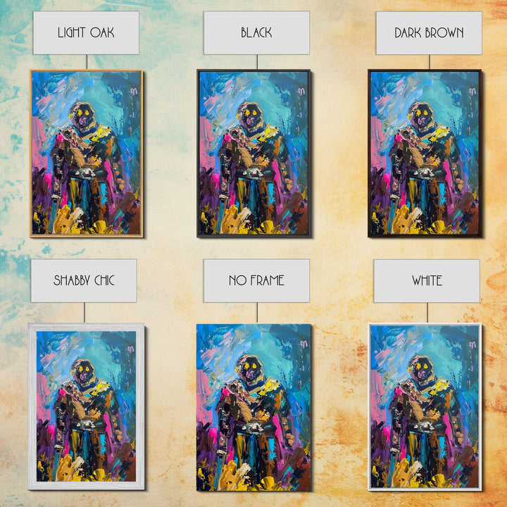 Colorful Abstract Skeleton Warrior - Unique Skeleton Art - Halloween Skeleton Print - Spooky Warrior Skeleton Decor