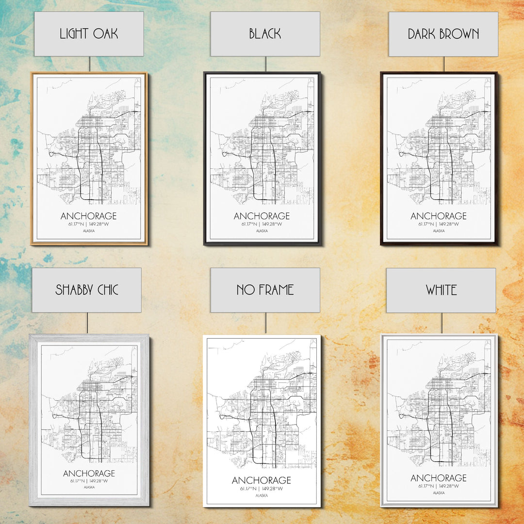 Anchorage Street Map, Alaska Map, City Map Wall Décor, Adventure Wall Art, Minimalist, Modern Art, Wall Art, Canvas Print, Canvas Wall Art