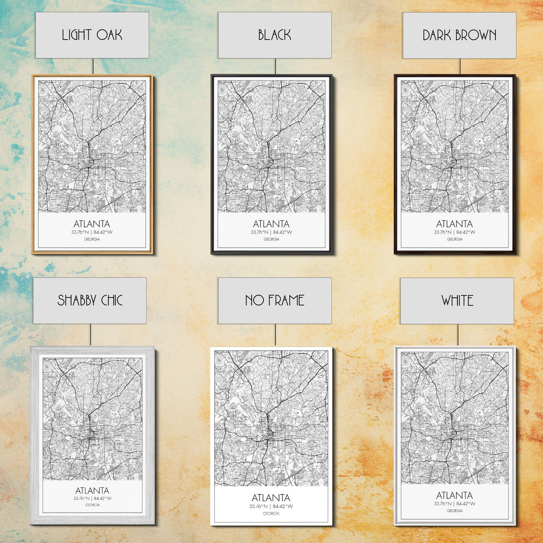 Atlanta Street Map, Georgia Map, City Map Art, Travel Print, Couple Gift, Minimalist Art Print, Wall Art, Canvas Print, Canvas Wall Art