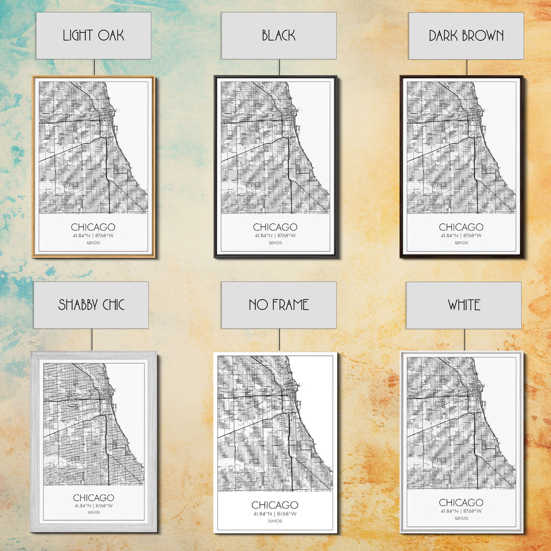 Chicago Street Map, Illinois Map, City Map Art, Modern Art, Wall Art, Canvas Print, Canvas Wall Art, Travel Wall Décor, Unique Wall Art