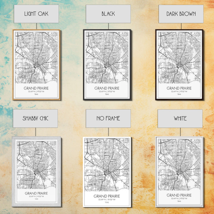 Grand Prairie Street Map, Texas Map, City Map Art, Minimalist Art, Wall Art, Canvas Print, Black And White, Travel Print, Anniversary Gift