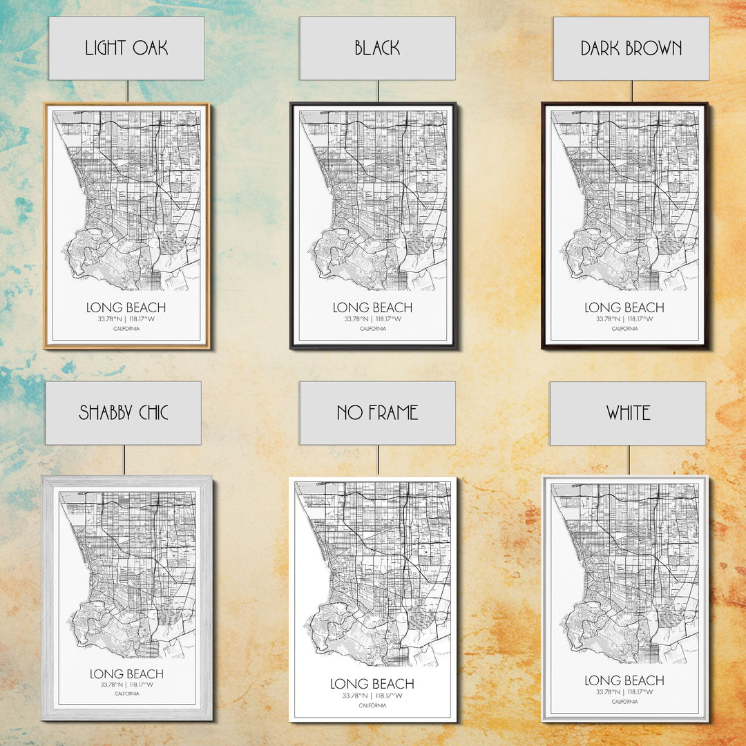 Long Beach Street Map, California Map, City Map Art, Modern Art, Wall Art, Canvas Print, Adventure Wall Art, Home Office Art, Gift For Him