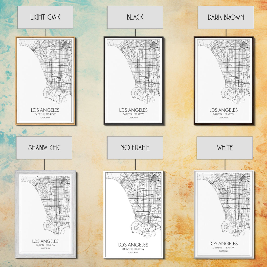 Los Angeles Street Map, California Map, City Map Art, Modern Art, Wall Art, Canvas Print, Travel Wall Print, Wedding Gift, Bedroom Décor
