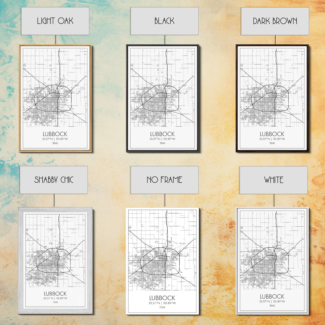 Lubbock Street Map, Texas Map, City Map Art, Modern Art, Wall Art, Canvas Print, Travel Print, Farmhouse Wall Décor, Boyfriend Gift