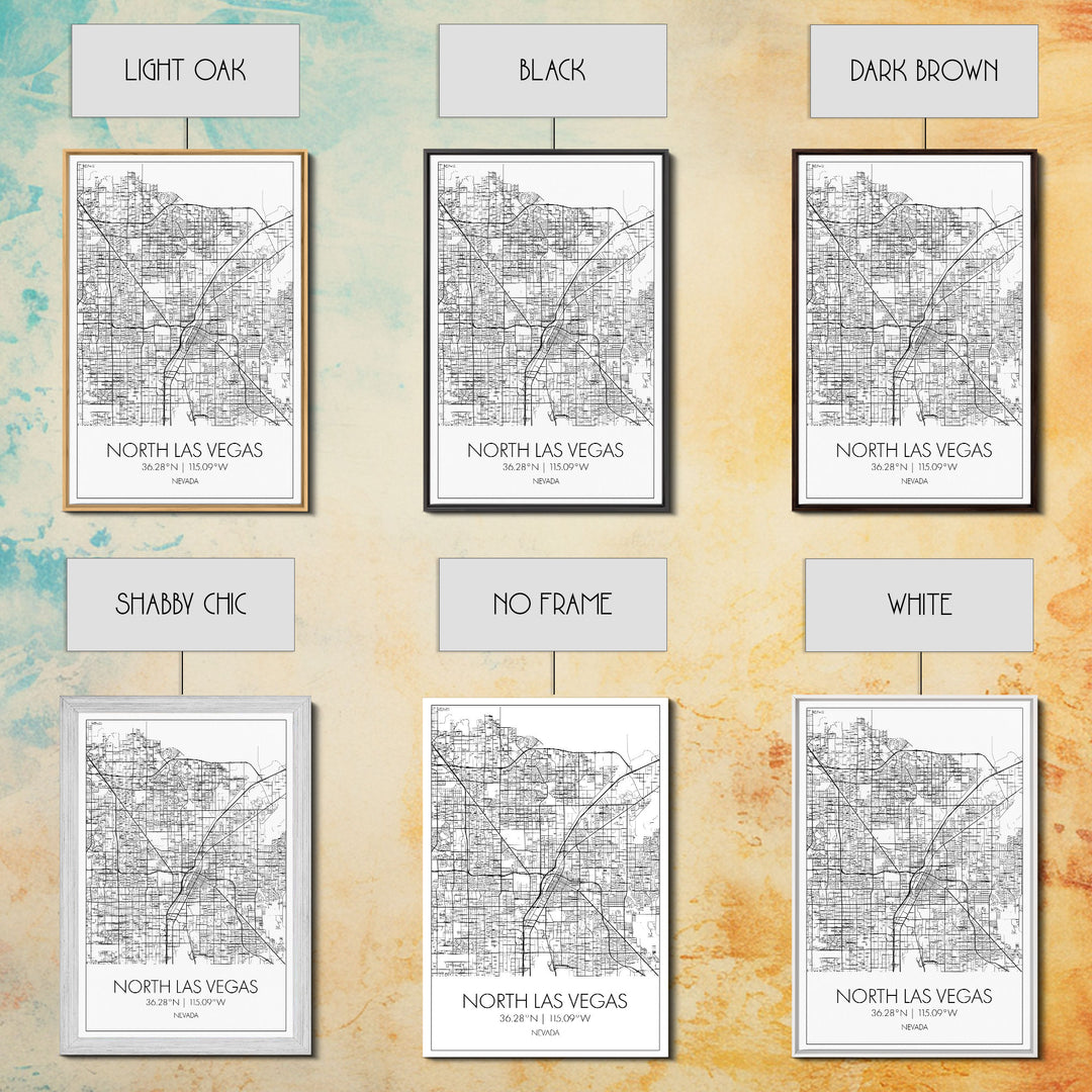 North Las Vegas Street Map, Nevada Map, City Map Art, Modern Art, Wall Art, Canvas Print, Wall Décor Bedroom, Honeymoon Gift,  Travel Art
