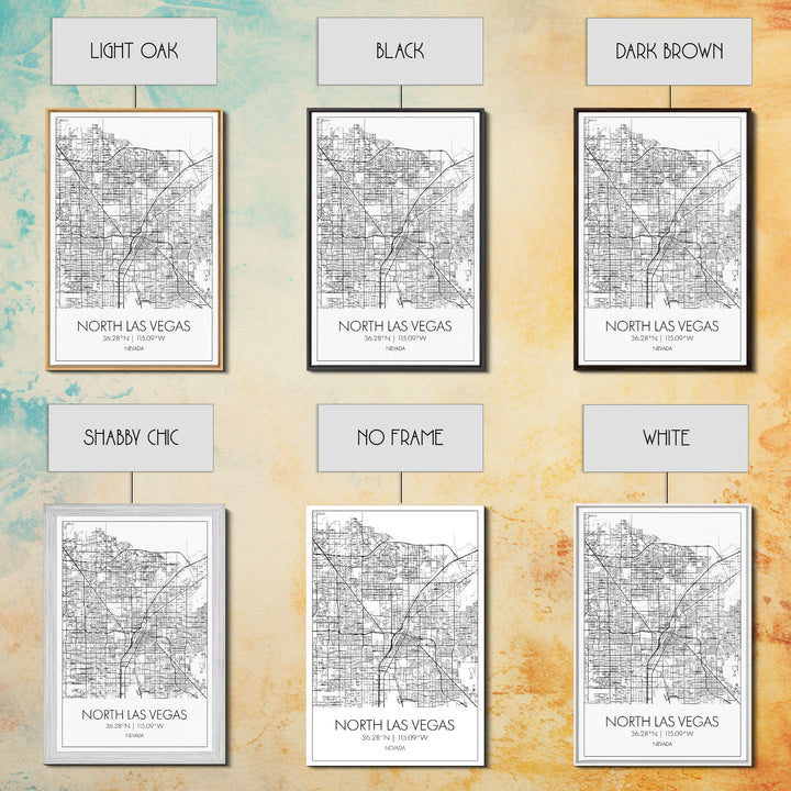 North Las Vegas Street Map, Nevada Map, City Map Art, Modern Art, Wall Art, Canvas Print, Wall Décor Bedroom, Honeymoon Gift,  Travel Art