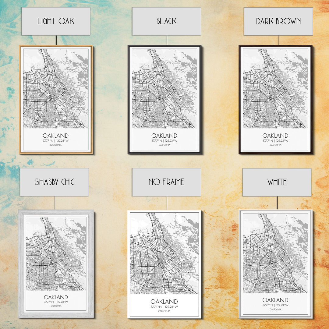 Oakland Street Map, California Map, City Map Art, Modern Art, Wall Art, Canvas Print, Living Room Art, Gift For Her, Adventure Wall Art