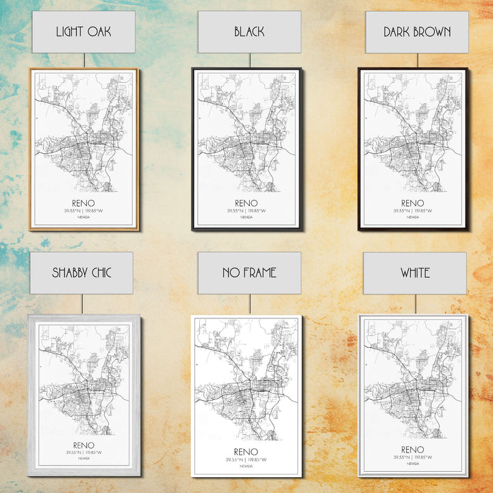 Reno Street Map, Nevada Map, City Map Art, Minimalist Art, Wall Art, Canvas Print, Girls Room Décor, Traveler Gift, Travel Art Print