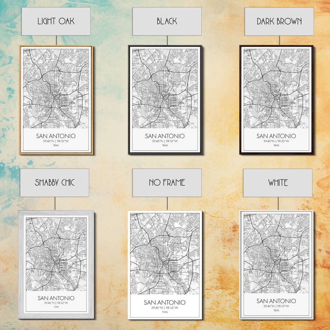 San Antonio Street Map, Texas Map, City Map Art, Minimalist Art, Wall Art, Canvas Print, Black And White Art, Travel Print, Family Gift