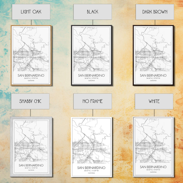 San Bernardino Street Map, California Map, City Map Print, Minimalist Art, Wall Art, Canvas Print, Unique Wall Décor, Friends Gift,