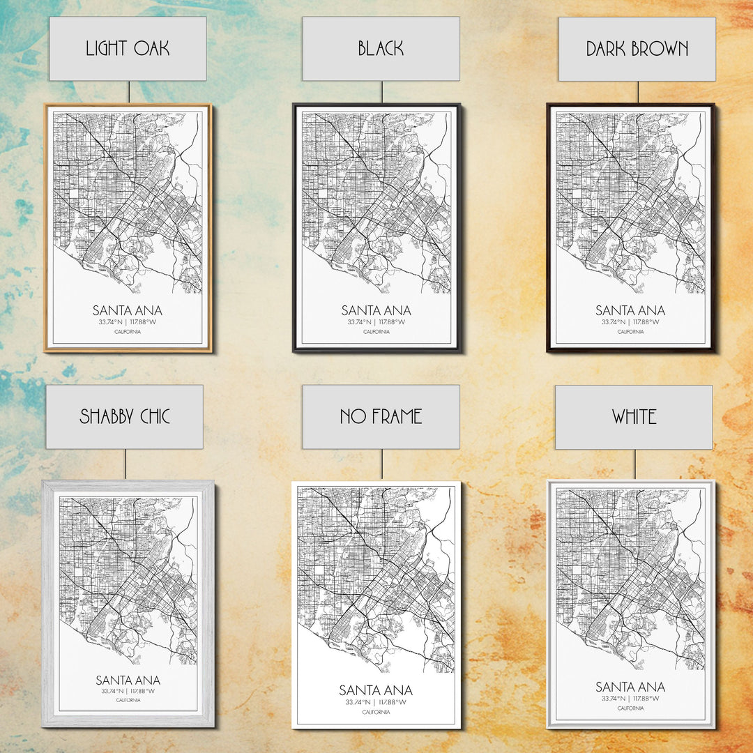 Santa Ana Street Map, California Map, City Map Print, Minimalist Art, Wall Art, Canvas Print, Living Room Décor, Adventure Gifts, Travel Art