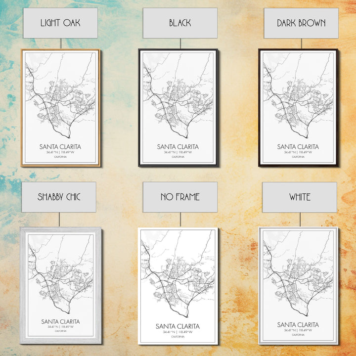 Santa Clarita Street Map, California Map, City Map Print, Minimalist Art, Wall Art, Canvas Print, Bedroom Wall Décor, Unique Travel Gifts