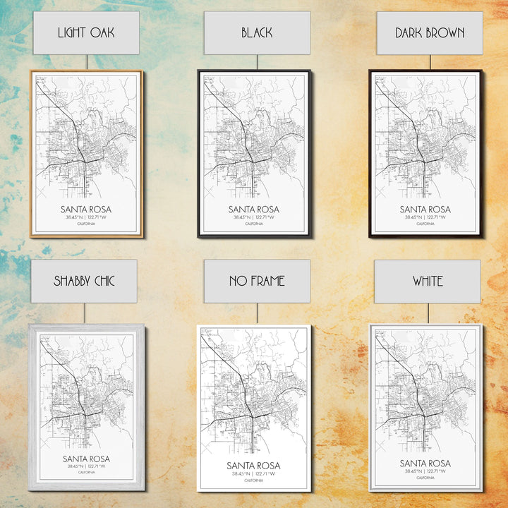 Santa Rosa Street Map, California Map, City Map Print, Minimalist Art, Wall Art, Canvas Print, Bedroom Wall Art, Travel Gift, Travel Art