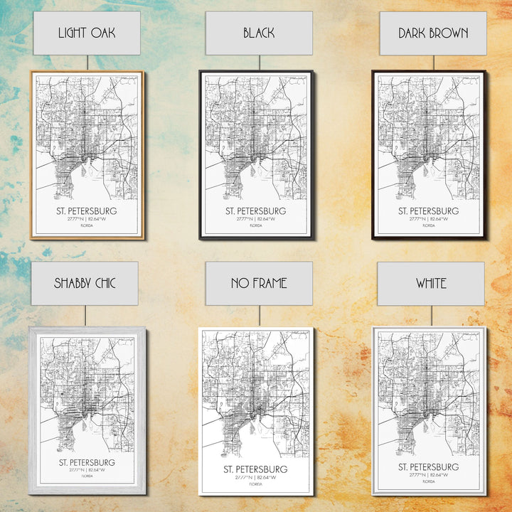 St Petersburg Street Map, Florida Map, City Map Print, Modern Wall Art, Wall Art, Canvas Print, Office Wall Art, Bon Voyage Gift, Travel Art
