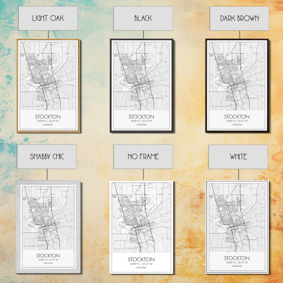Stockton Street Map, California Map, City Map Print, Modern Wall Art, Wall Art, Canvas Print, Girls Room Décor, Gifts For Dad