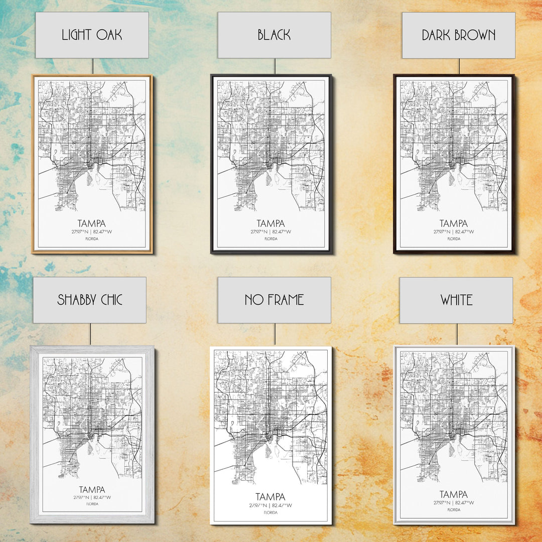 Tampa Street Map, Florida Map, City Map Print, Modern Wall Art, Wall Art, Canvas Print, Gift For Mom, Travel Wall Decor, Farmhouse Wall Art