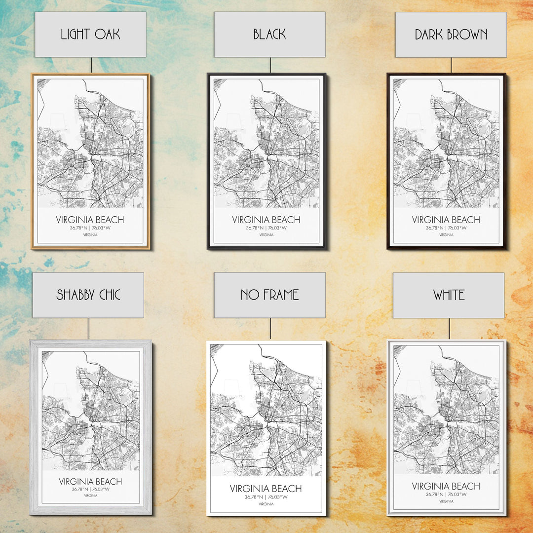 Virginia Beach Street Map, Virginia Map, City Map Print, Modern Wall Art, Wall Art, Canvas Print, Home Wall Décor Art, Moving Away Gift