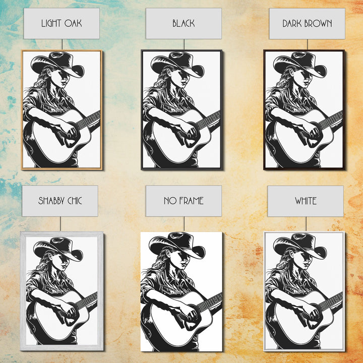 Cowboy in Desert Art Print, Western Silhouette Framed Canvas, Vintage Southwest Scene, Rustic Western Home Decor, Unique Wall Art