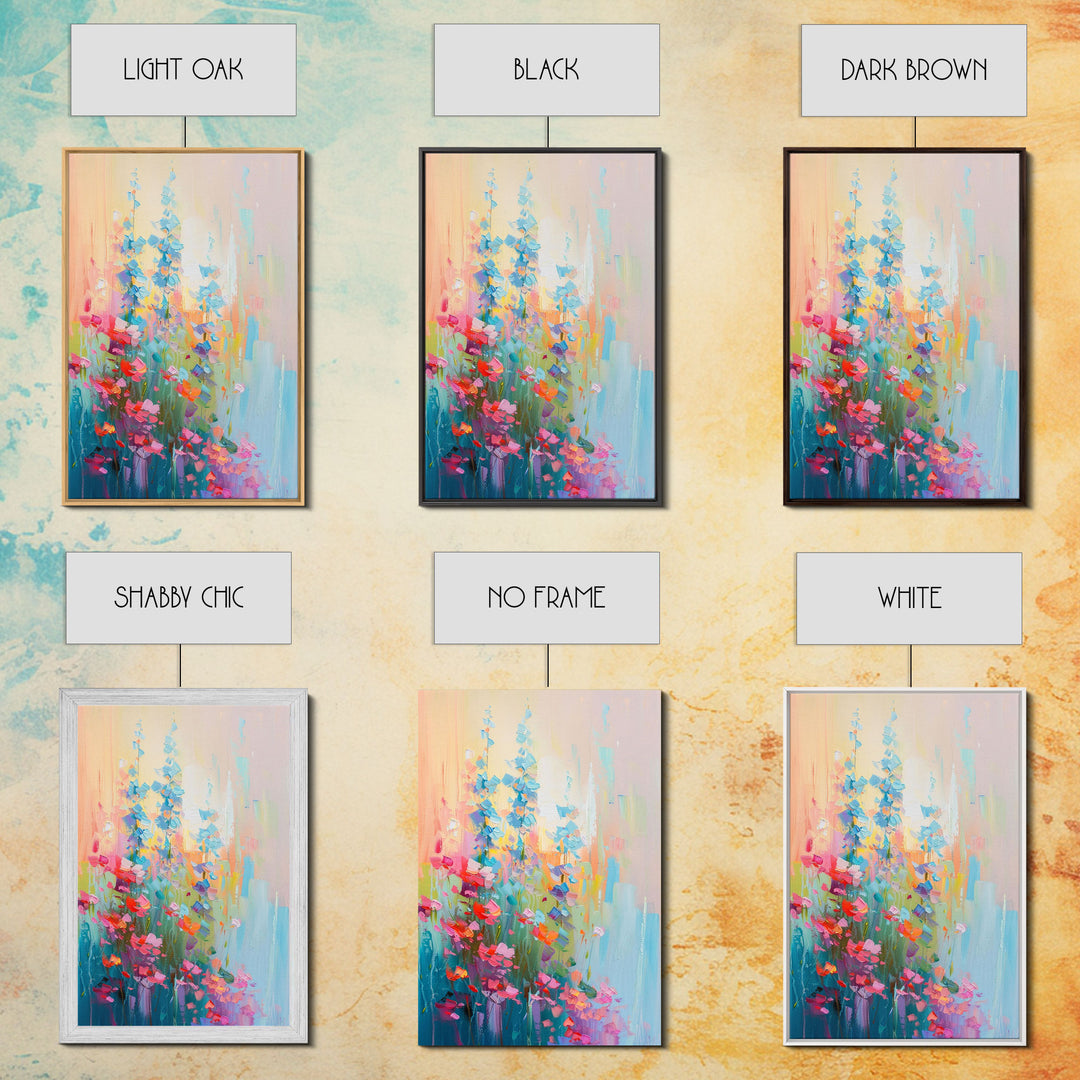 Delicate Blossoms in Springtime - Framed Canvas Print, Elegant Living Room Art, Soft Bedroom Decor, Pastel Flower Art, Wall Art