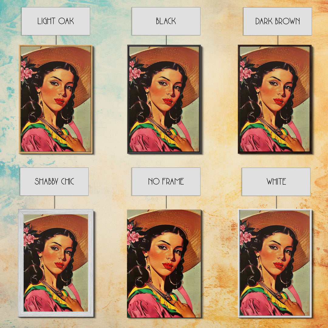 Vintage Portrait of Elegant Lady - Framed Canvas Print, Classic Living Room Art, Sophisticated Bedroom Decor, Retro Art, Wall Art