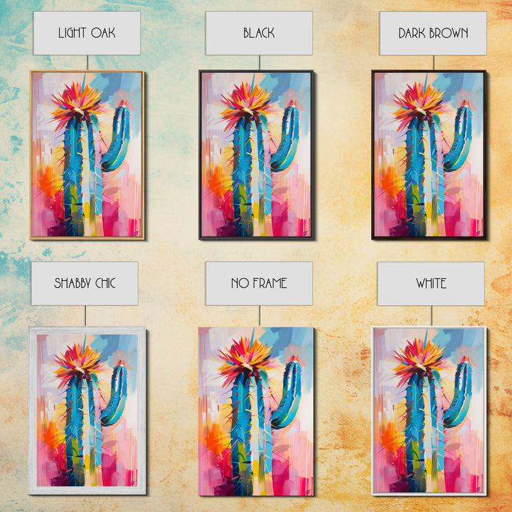Colorful Cactus Framed Canvas Print - Vibrant Succulent Wall Art, Living Room Decor, Modern Artwork Unique Desert Art for Bedroom and Office