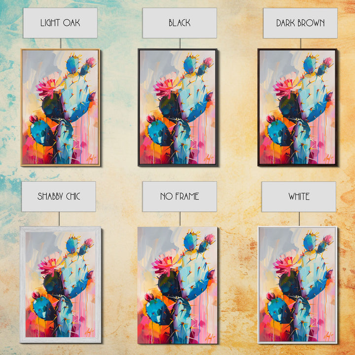 Flowering Cactus Framed Canvas Print - Desert Plant Wall Art, Living Room Decor, Modern Artwork, Unique Succulent Art for Bedroom and Office