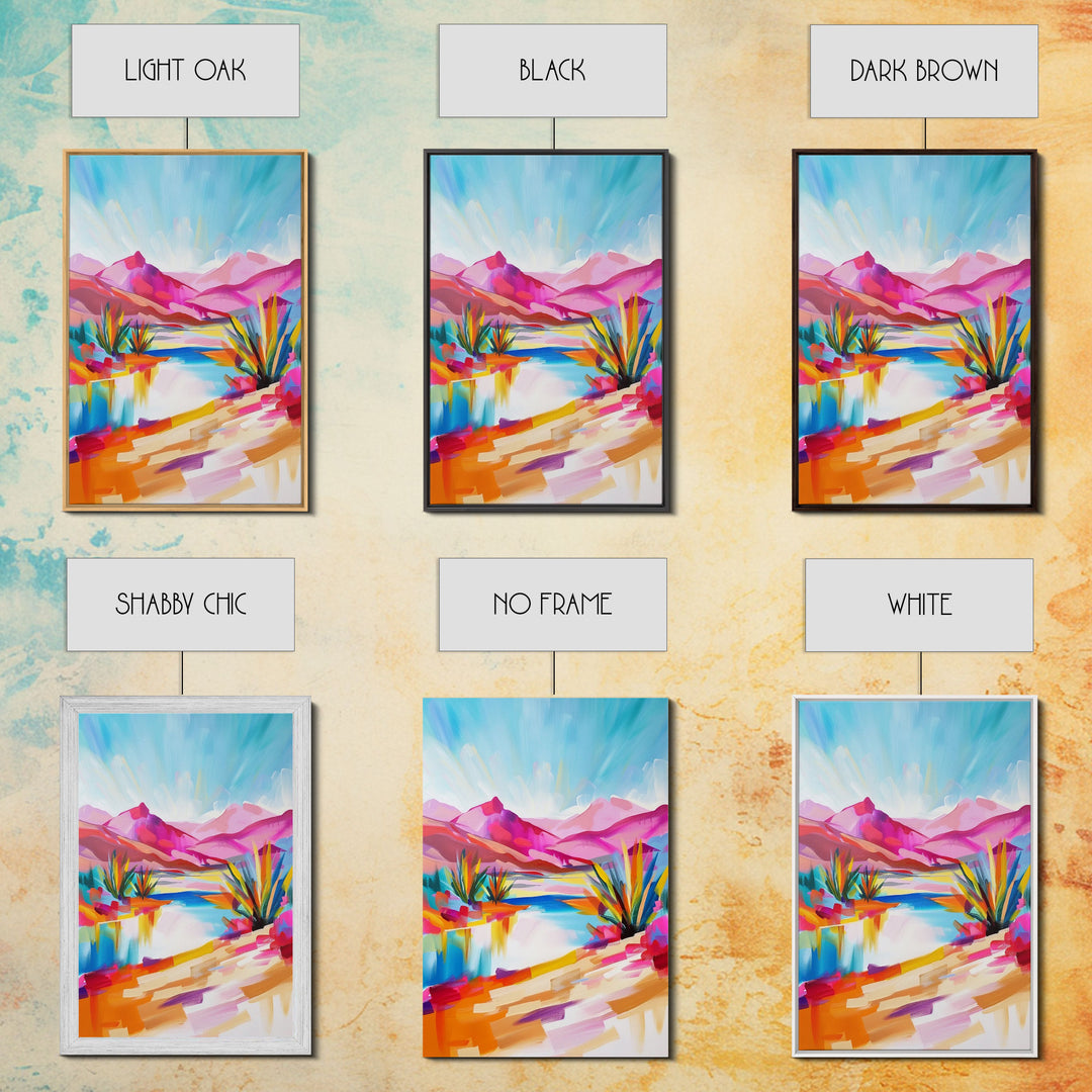Bright Southwestern Landscape Art - Framed Canvas Print, Desert Decor, Vibrant Living Room Wall Art, Colorful Nature Scene
