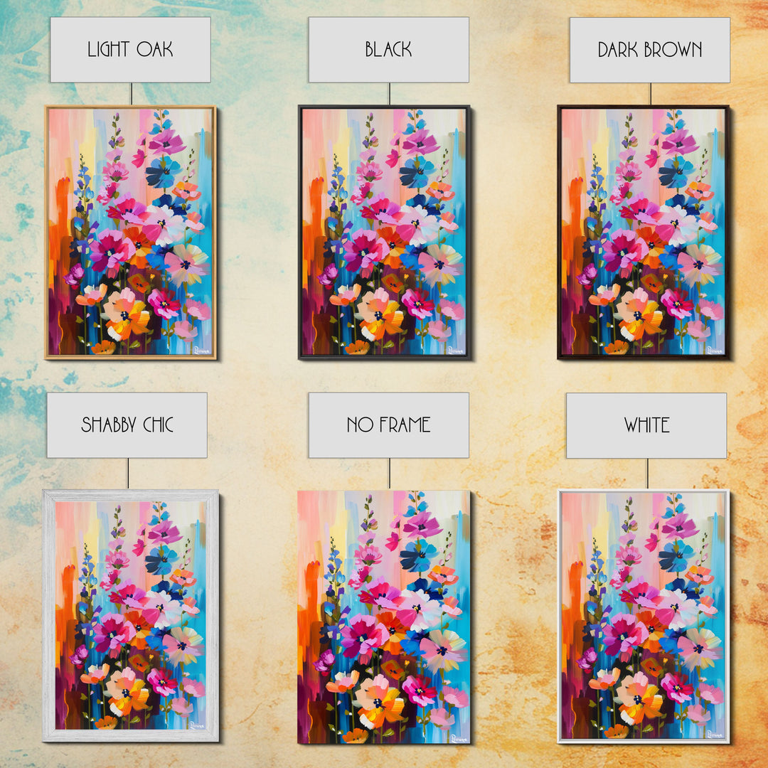 Abstract Floral Burst Framed Canvas Print - Colorful Flower Wall Art, Vibrant Living Room Decor, Modern Bedroom Art, Unique Home Art