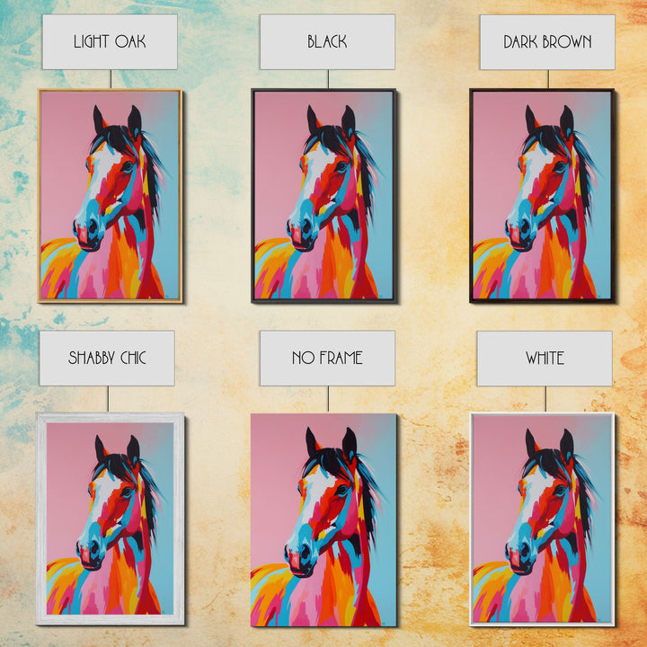 Colorful Horse Portrait - Framed Canvas Print, Bold Wall Art, Living Room Decor, Modern Horse Artwork, Vibrant Animal Art, Bedroom Decor