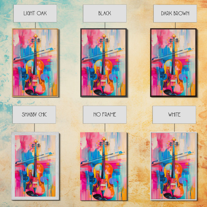 Vibrant Violin Art - Framed Canvas Print, Colorful Musical Decor, Living Room Wall Art, Unique Home Decor, Music Art