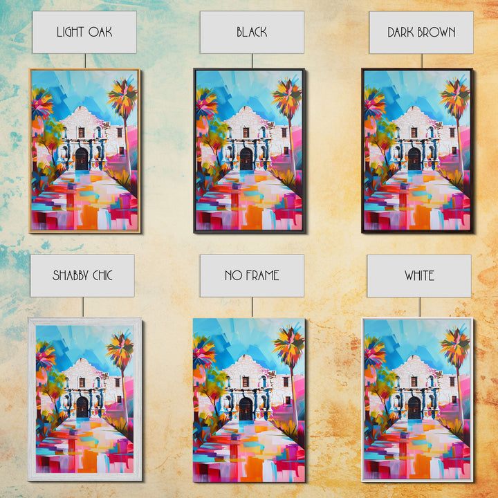 The Alamo in Colorful Abstract Design - Framed Canvas Print, Vibrant Nature Decor, Living Room Wall Art, Bedroom Decor