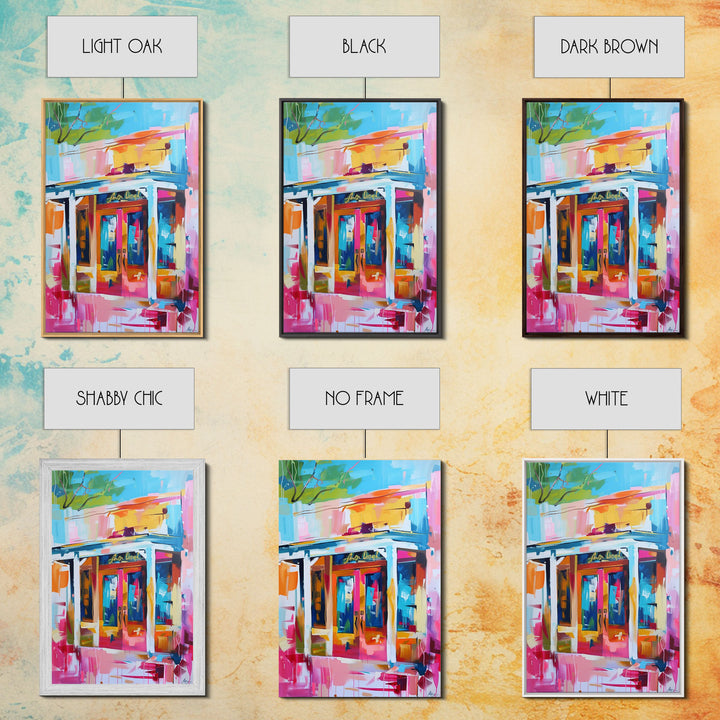 Colorful Abstract Storefront - Framed Canvas Print, Urban Landscape Art, City Vibes Decor for Home or Office