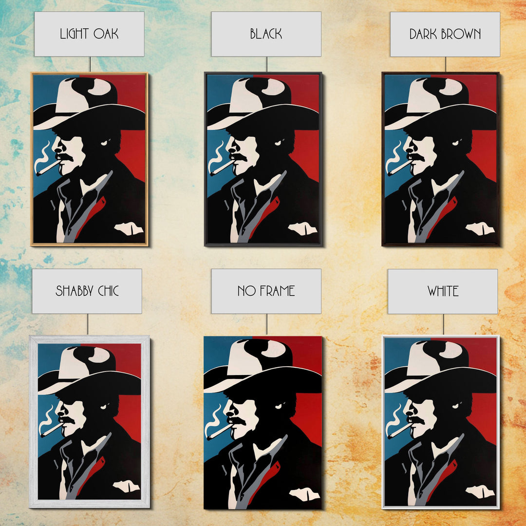 Cowboy and Cowgirl Embracing in Scenic Western Landscape - Framed Canvas Print, Rustic Western Decor, Bedroom Art, Romantic Wall Art