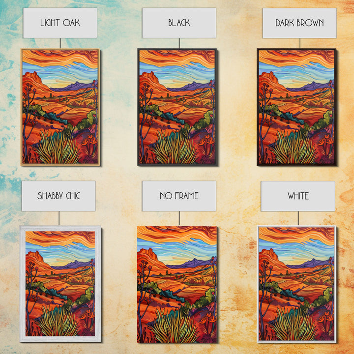 Framed Canvas Print, Serene Desert Landscape with Rolling Hills, Beautiful Wall Art for Living Room or Bedroom Decor