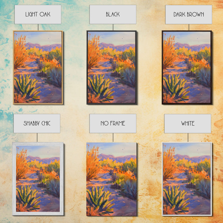 Serene Desert Sunset Landscape, Tranquil Wall Art for Living Room or Bedroom, Framed Canvas Print for Home Decor