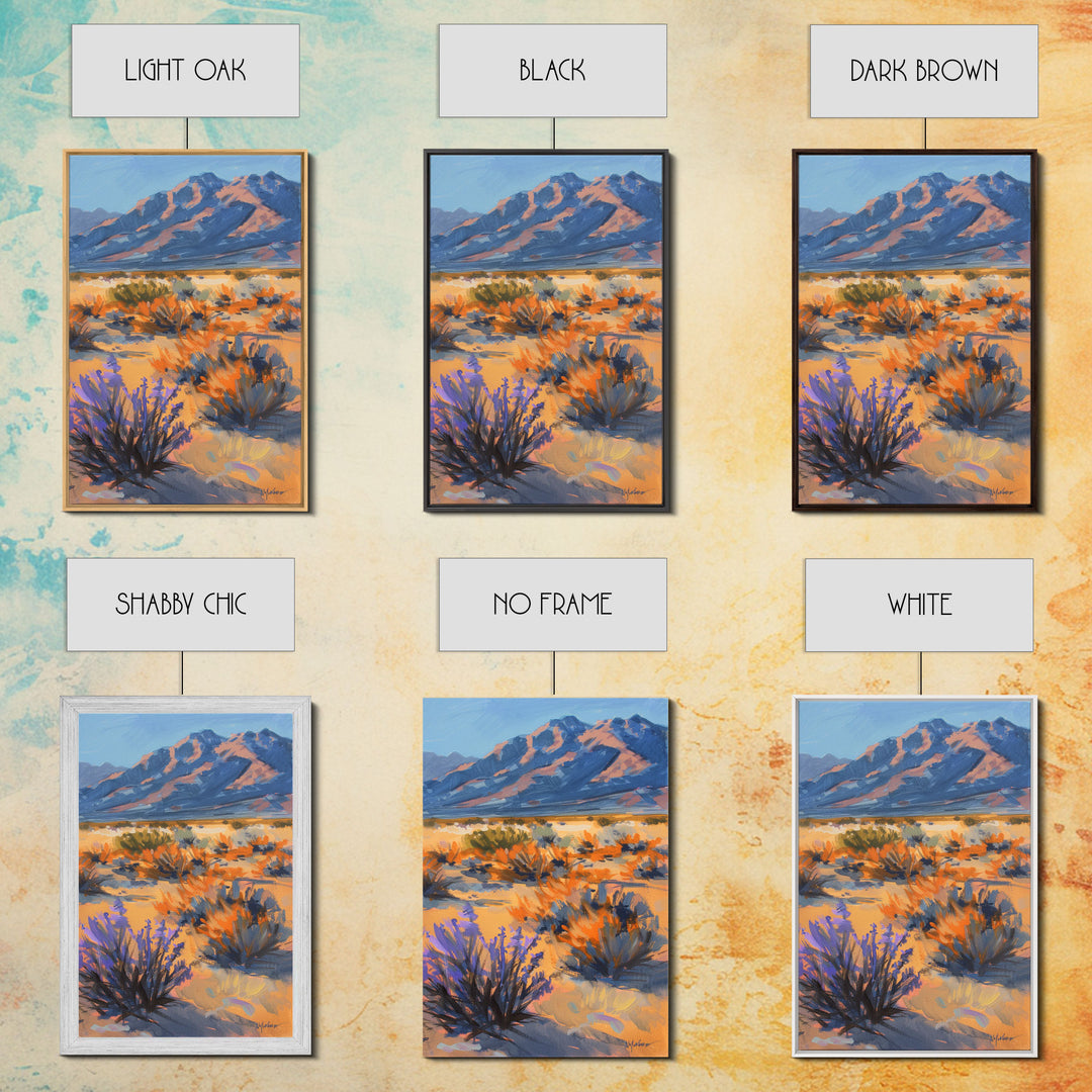 Majestic Desert Mountains and Vegetation, Scenic Wall Art for Living Room or Bedroom, Framed Canvas Print for Home Decor