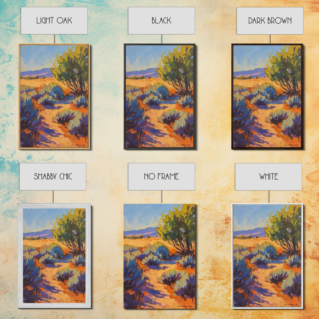 Peaceful Desert Path with Sagebrush, Beautiful Wall Art for Living Room or Bedroom, Framed Canvas Print for Home Decor