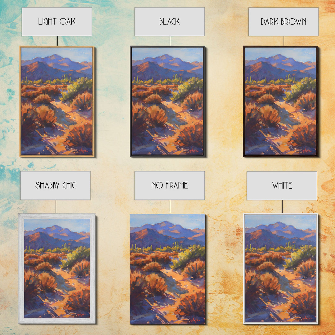 Vibrant Desert Landscape with Mountains, Stunning Wall Art for Living Room or Bedroom, Framed Canvas Print for Home Decor
