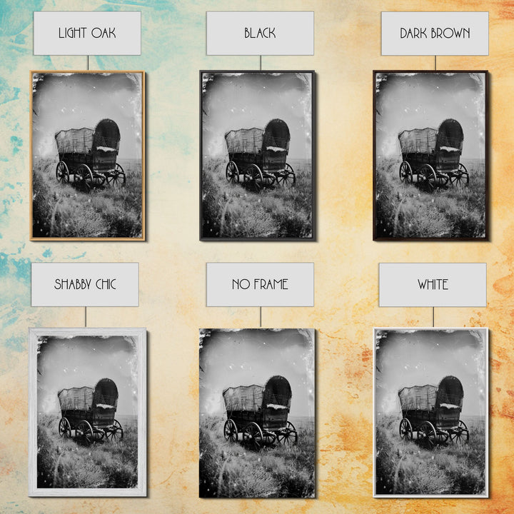 Old West Covered Wagon Art - Sepia Canvas Print, Rustic Pioneer Decor, Western Wall Art for Home, Vintage Wagon Artwork