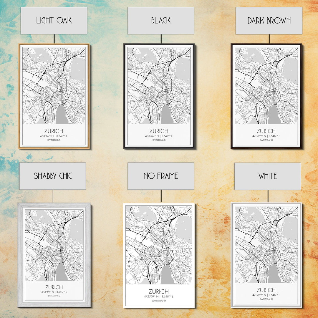 Zurich Street Map, Switzerland Map, Europe City Map Print, Minimalist Art, Wall Art, Canvas Print, Travel Art, Wall Hanging, Honeymoon Gift
